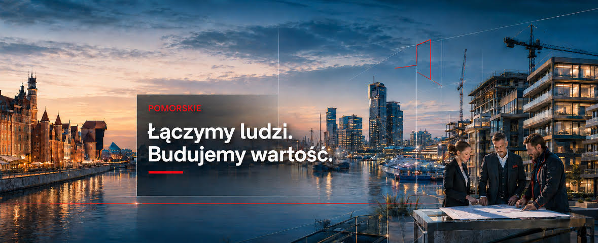 Panorama Gdańska i Gdyni z inwestycją mieszkaniową w budowie